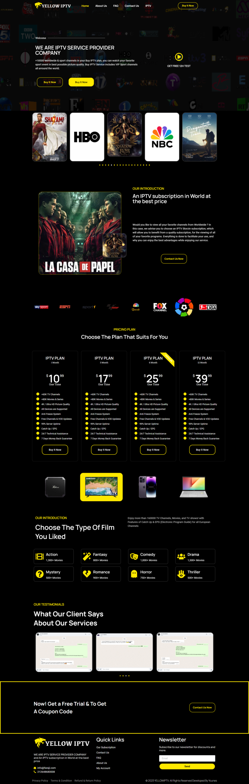 iptv website template wordpress