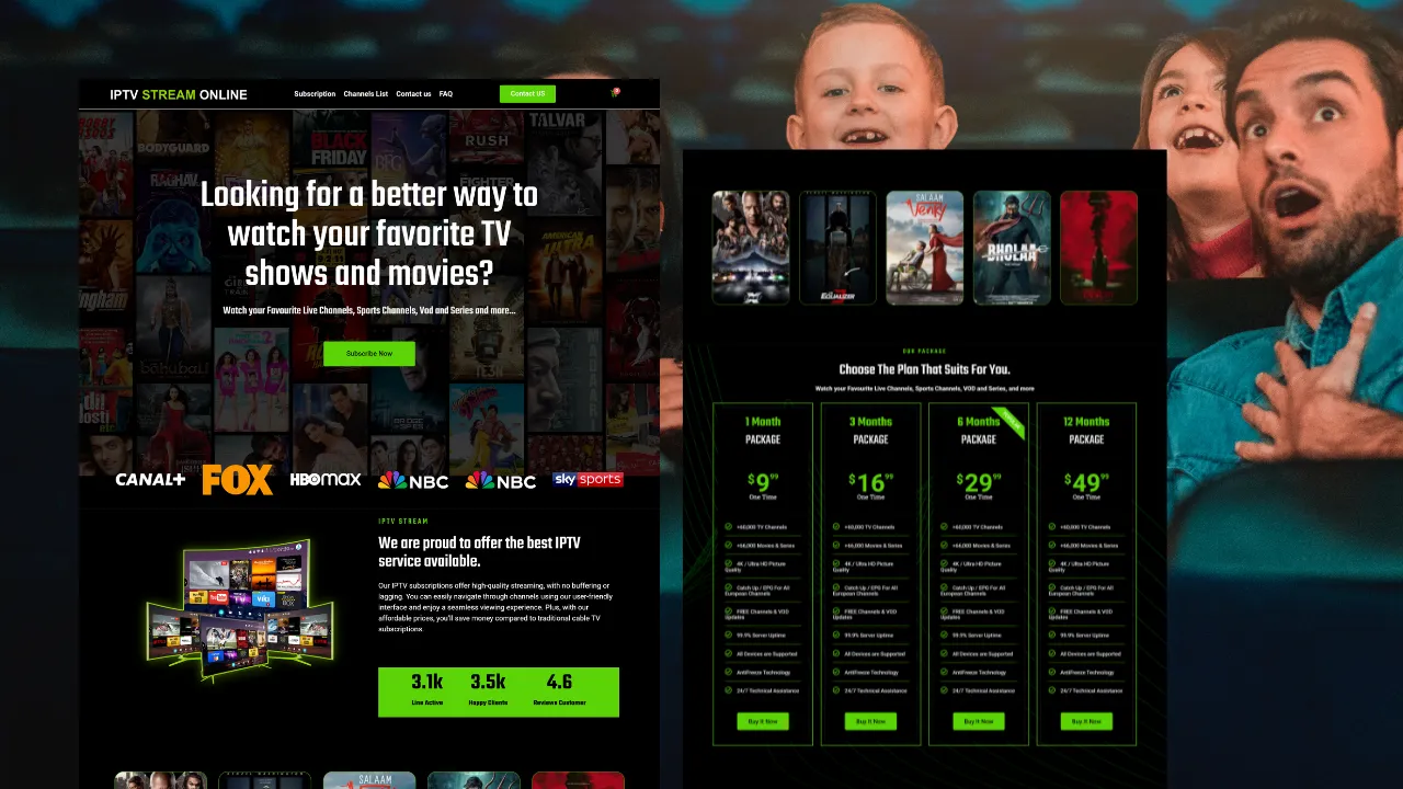 streampro elite wordpress iptv website template preview